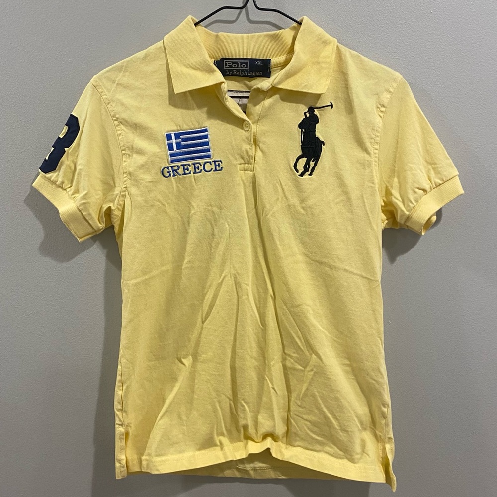 RARE Ralph Lauren Olympic Yellow Polo with Embroidered Number Youth XXL